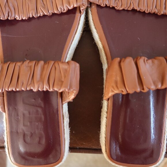 $295 STAUD Maya espadrille sandals flatform cognac brown size 36 platform 1" - Picture 8 of 16